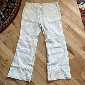 white linen pants